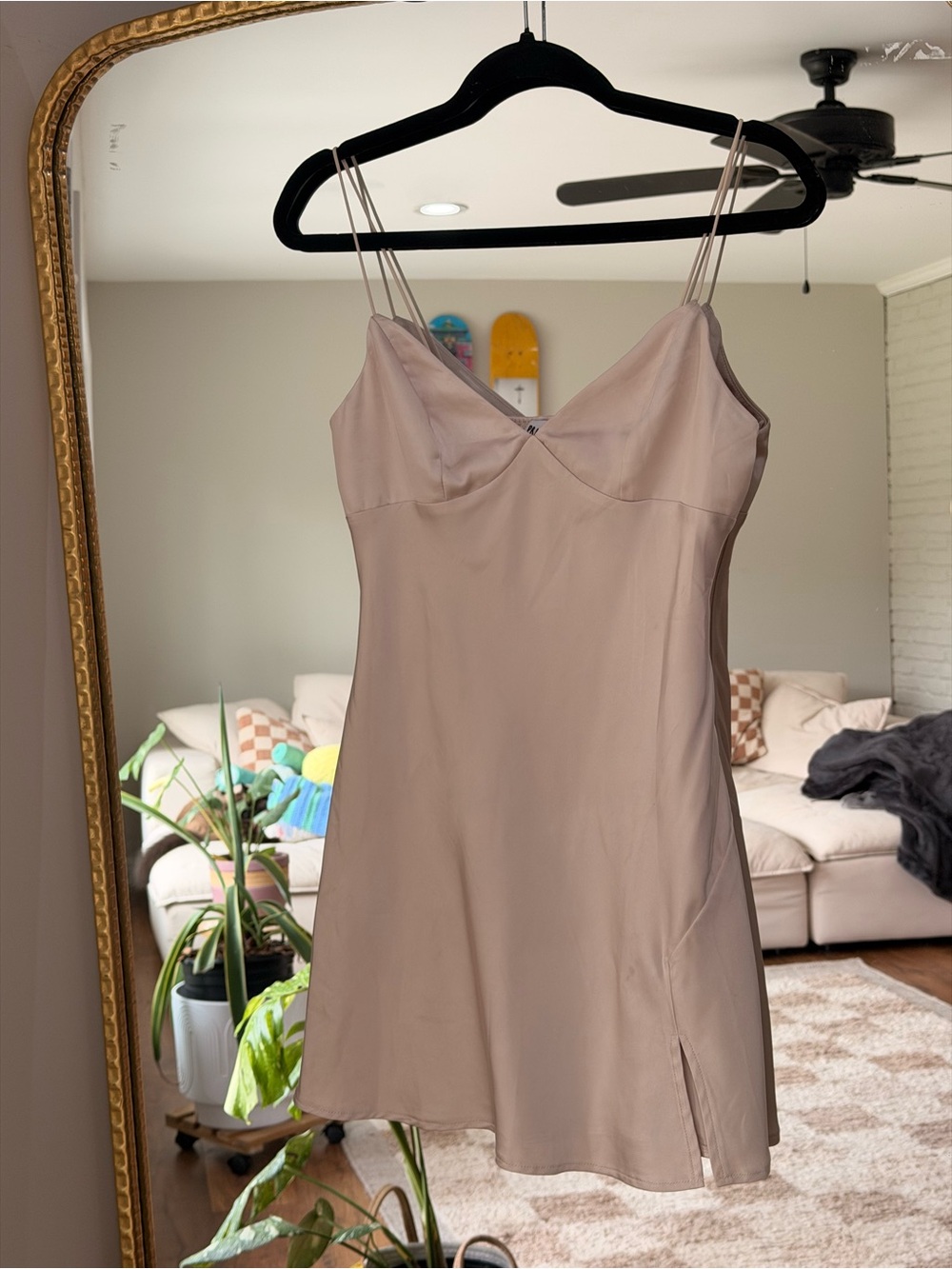 Princess Polly Blush Satin Mini Slip Dress Size 6